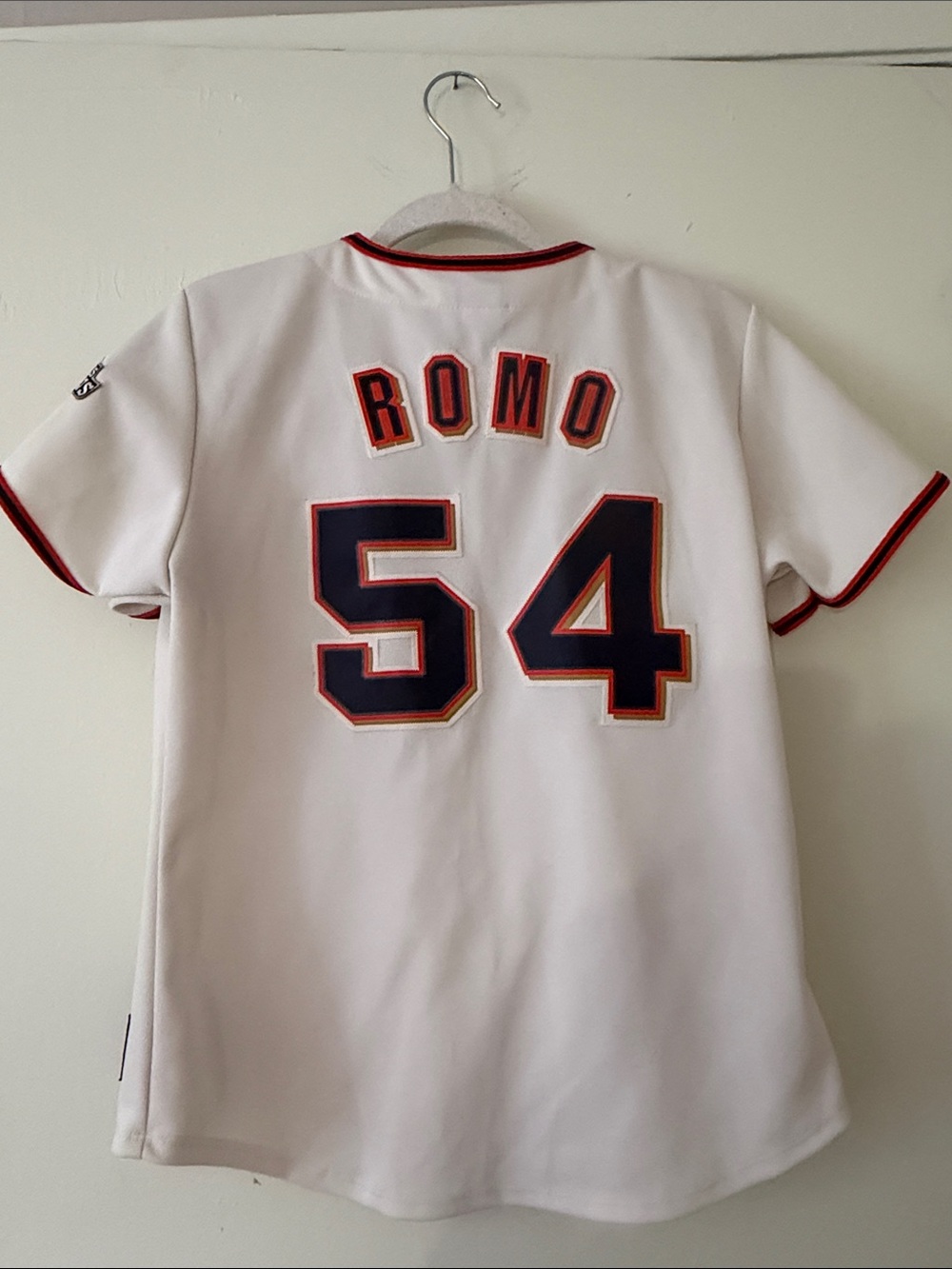 Majestic Kids Giants Cream Jersey with Orange and Black Trim - Picture 7 of 7